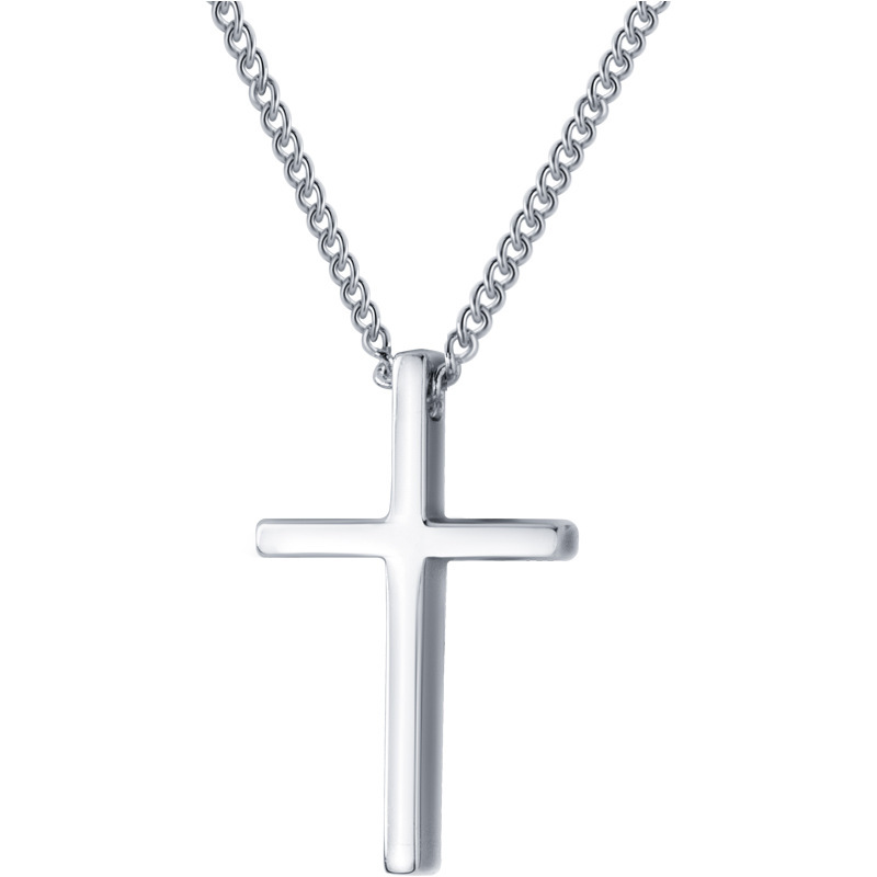 European at American sterling silver cross collarbone necklace